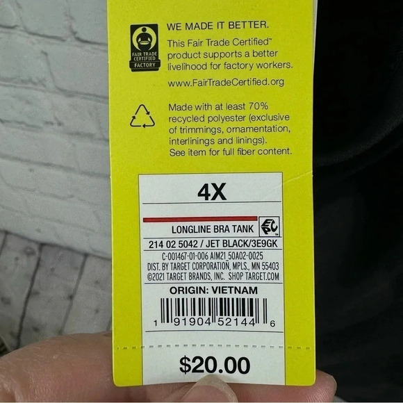 All in Motion Light Support Longline Bra Tank Size 4X - Picture 4 of 7